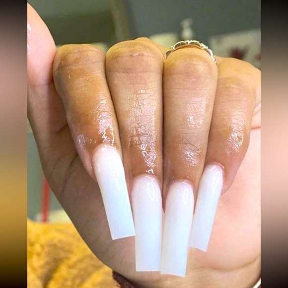 Porcelain Long Square Press On Nails 🌟 24 Piece Set - Picture 1 of 2
